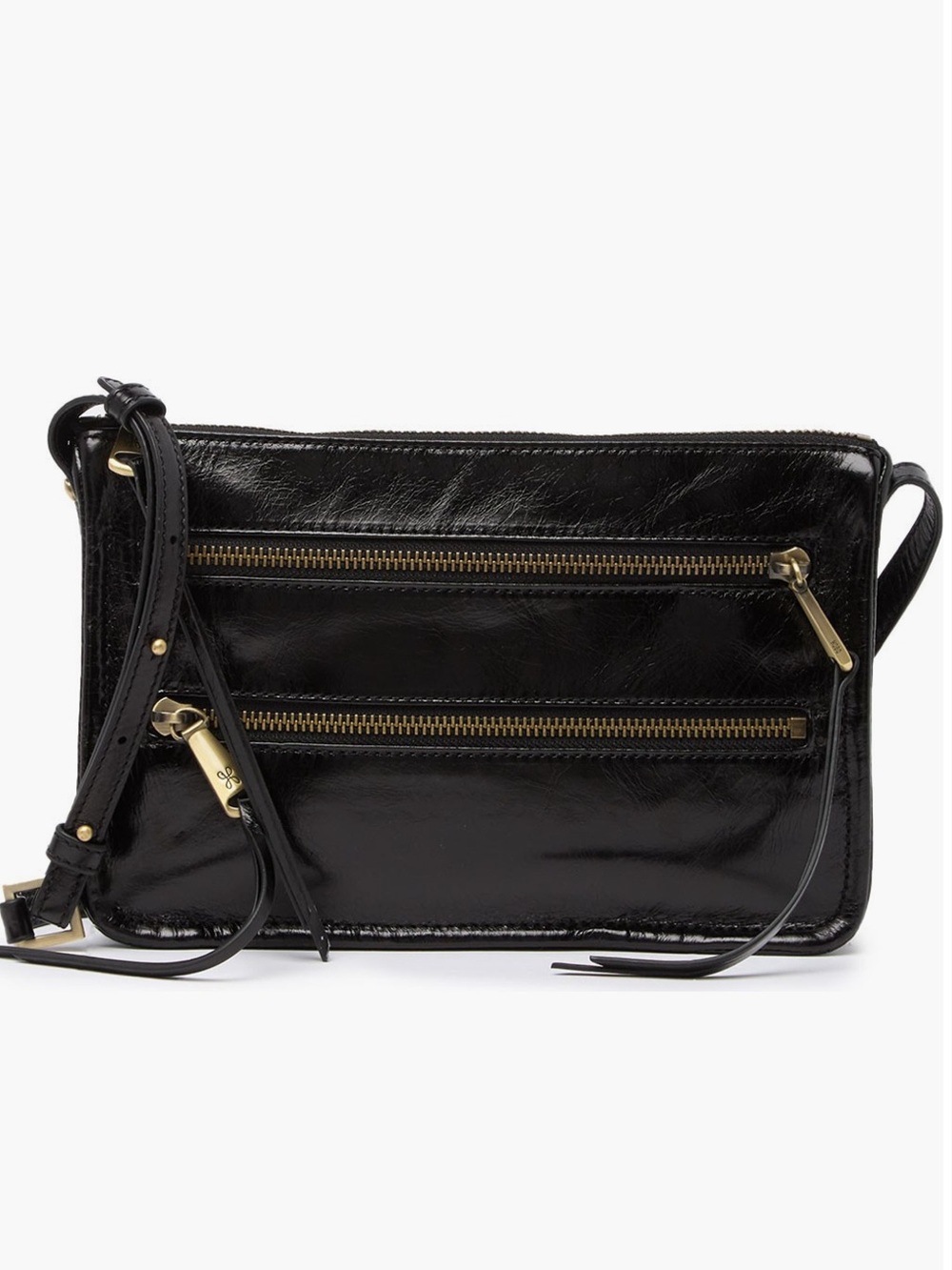 HOBO BLACK MISSION LEATHER BRASS HARDWARE CROSSBODY BAG